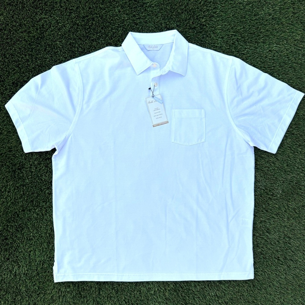 Roundtree Yorke Gold Label NWT White Arctic Polo Quick Dry Anti‎ Bact NonIron L